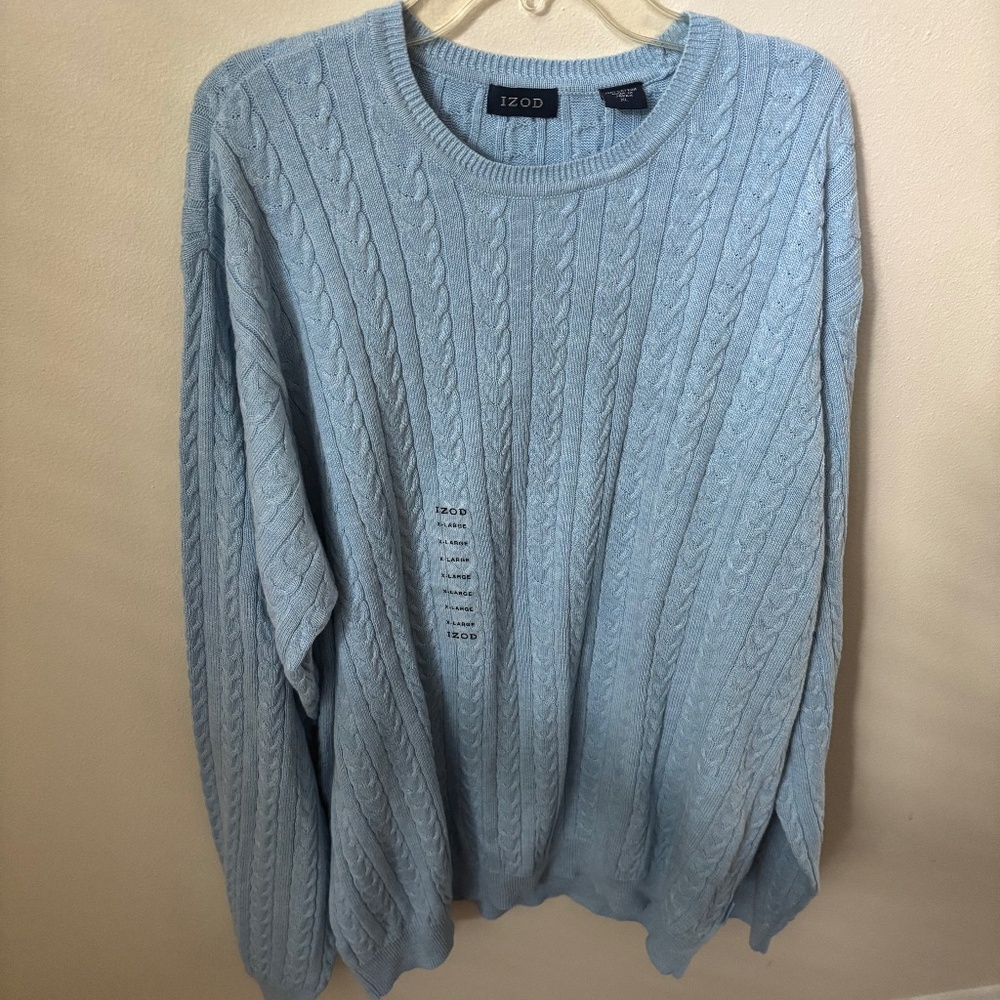 Vintage NWT Izod sweater Men’s Size XL blue cable knit cotton